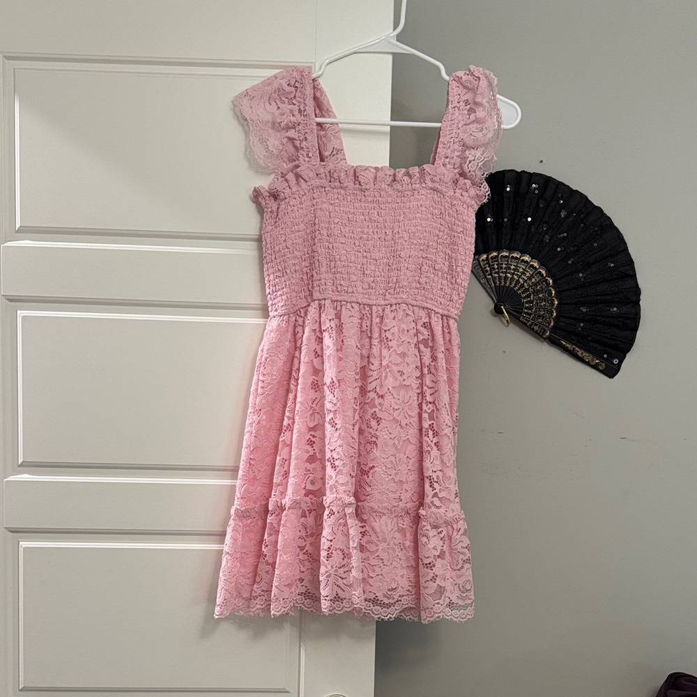 Altar'd State Pink Lace Casual Dress